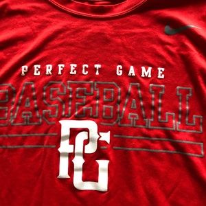 Red Nike Perfect Game Dri Fit long-sleeve shirt